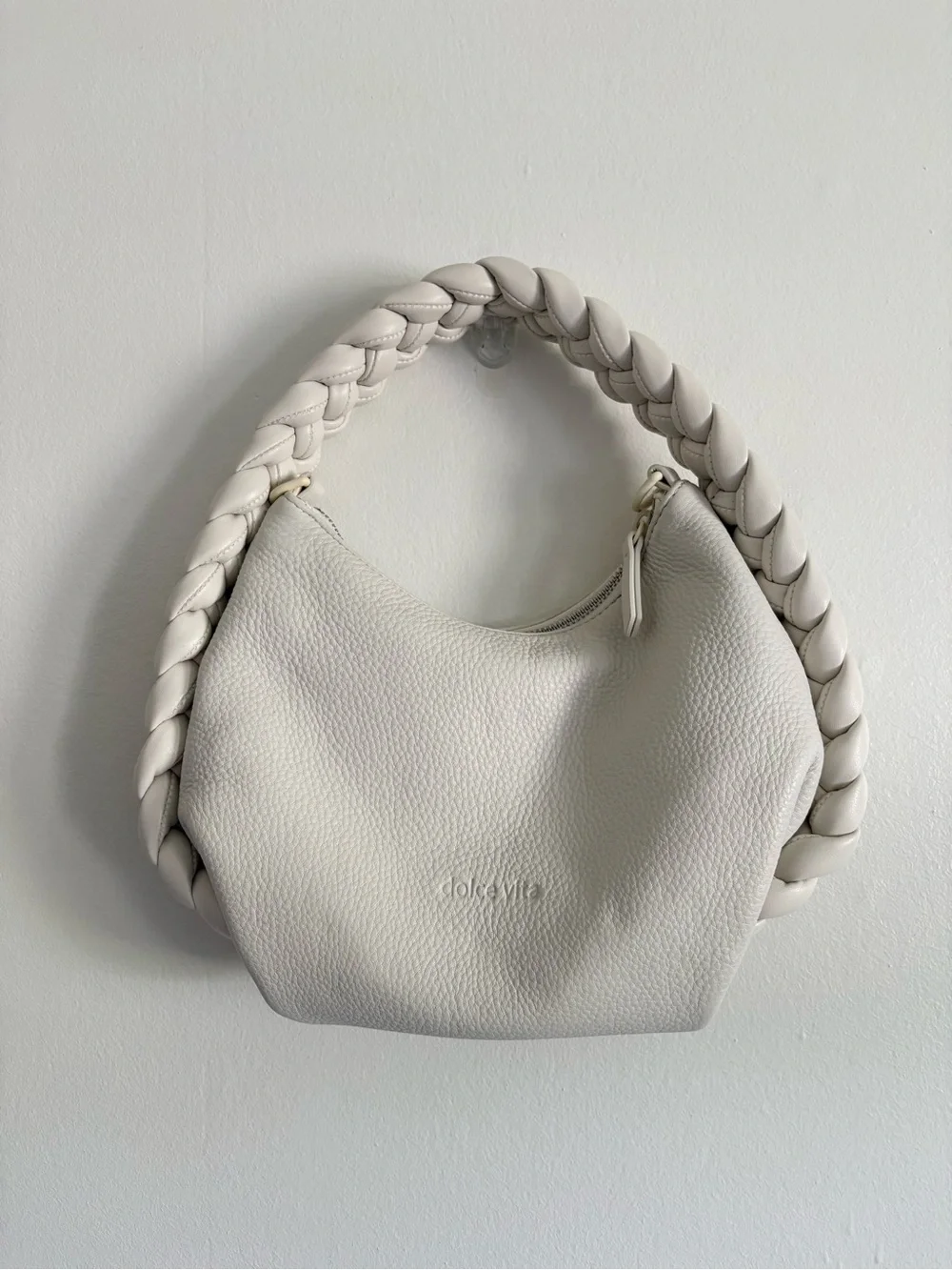 Dolce Vita Pippa Braided Handbag in Cream Leather